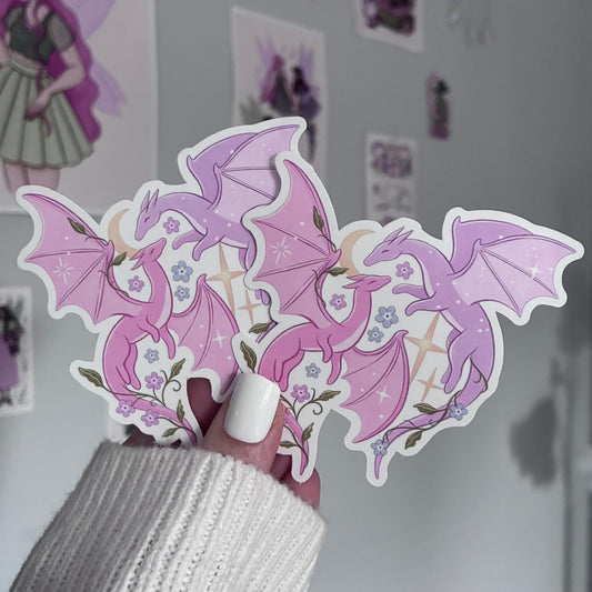 Flower Dragon Matte Vinyl Sticker