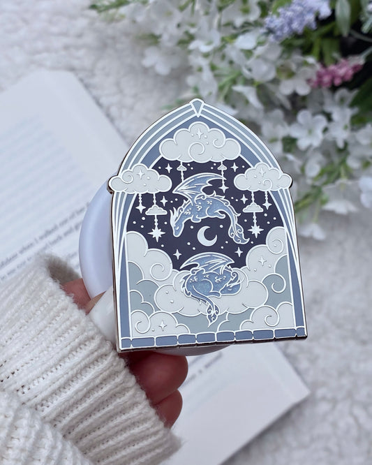 Silver Cloud Dragons E-Reader Grip