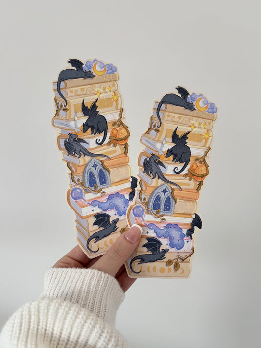 Black & Gold Dragon Bookstack Bookmark