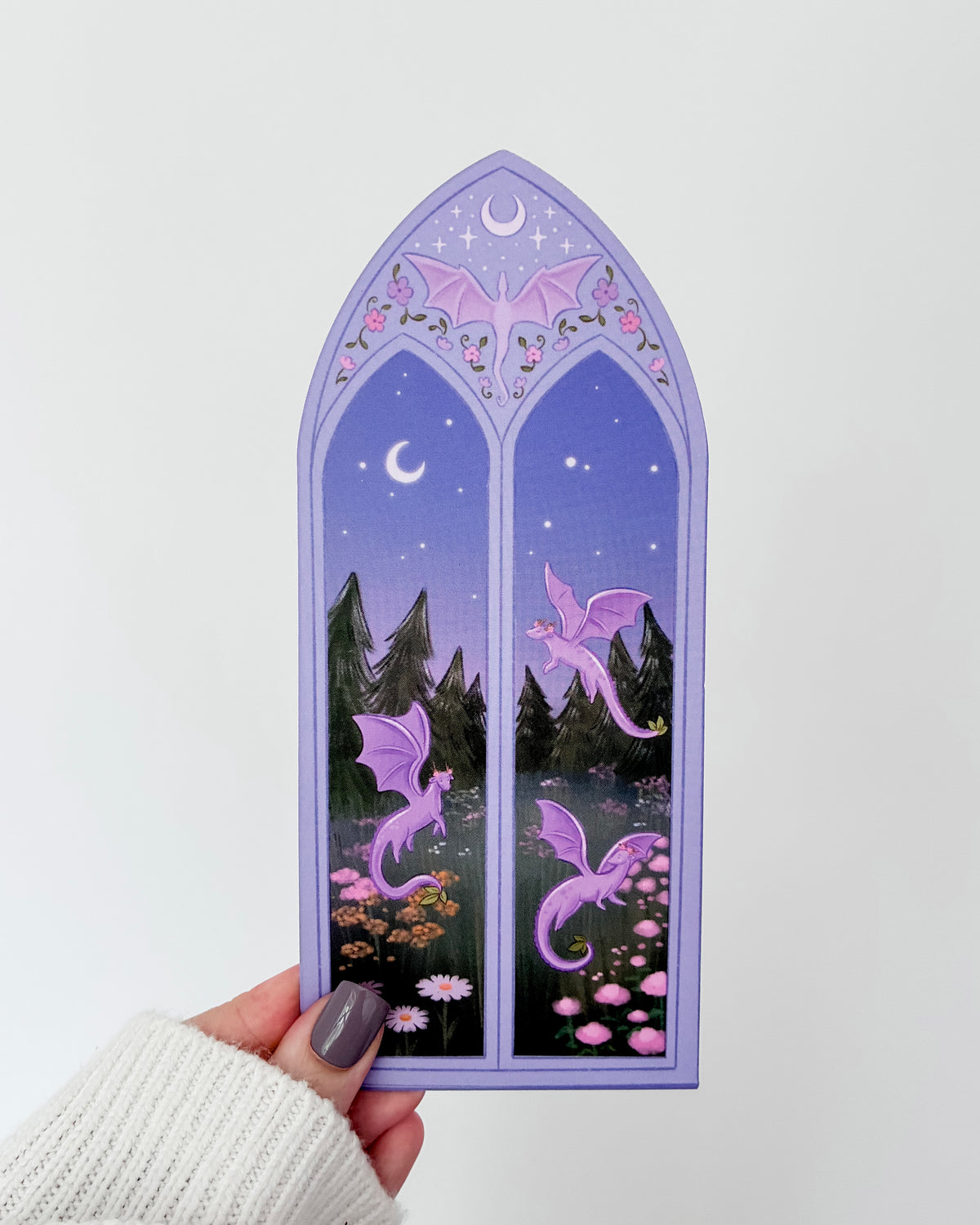 Purple Dragon Arched Window Bookmark