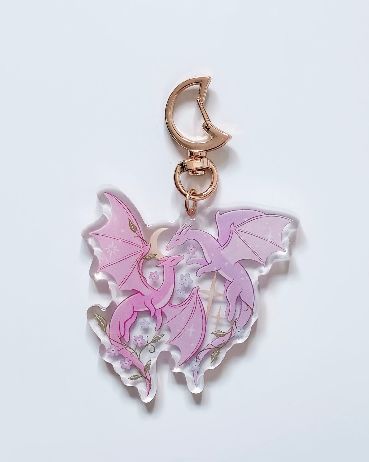 Flower Dragon Acrylic Keyring