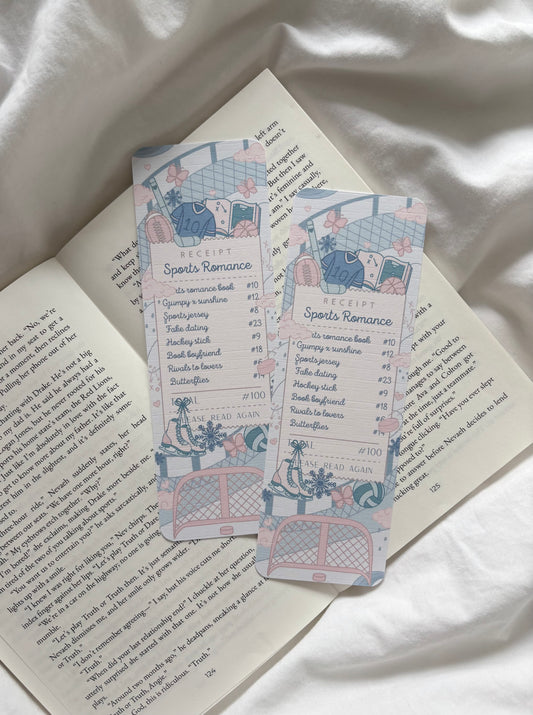Sports Romance Receipt Bookmark