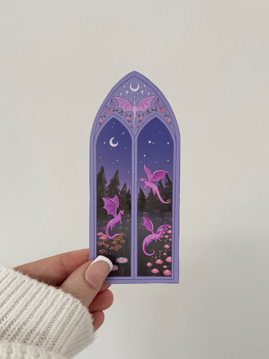 Purple Flower Dragons Matte Vinyl Sticker