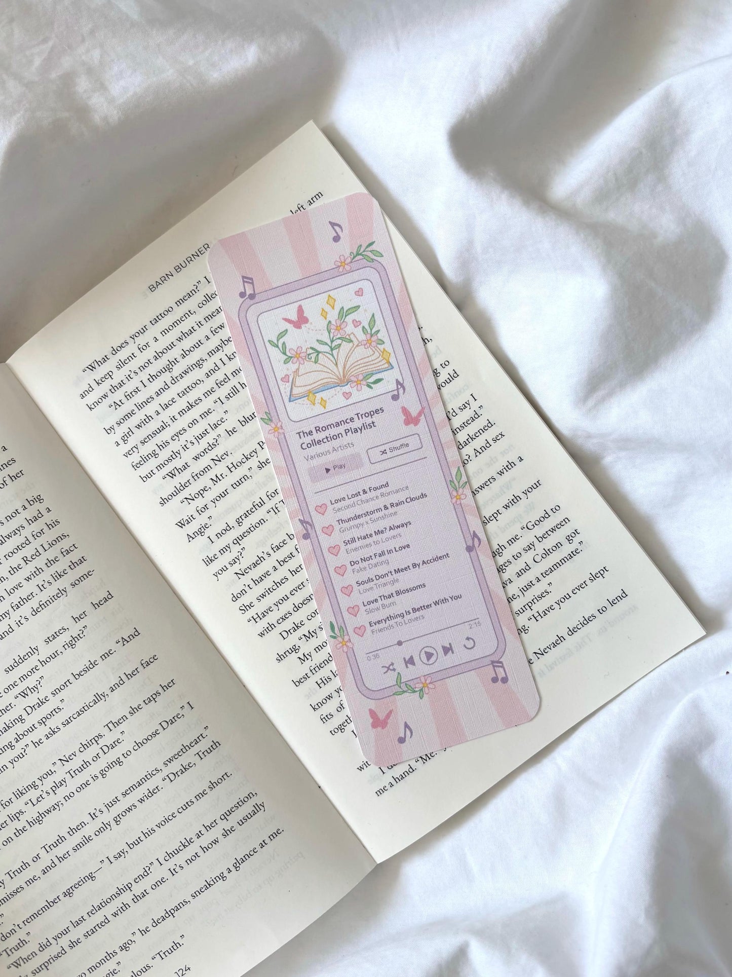 Romance Book Tropes Playlist Bookmark