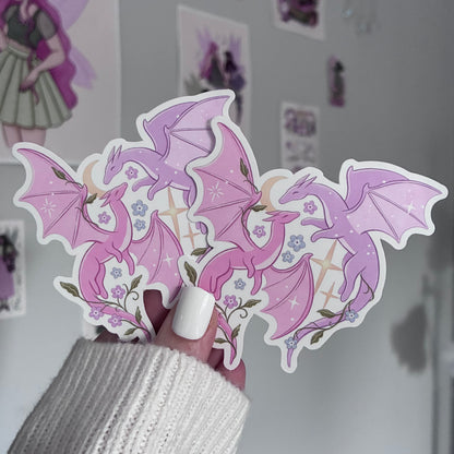 Flower Dragon Matte Vinyl Sticker