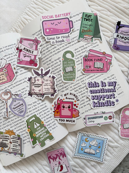 A Kindle Sticker Set | 15 Mystery Bookish Stickers