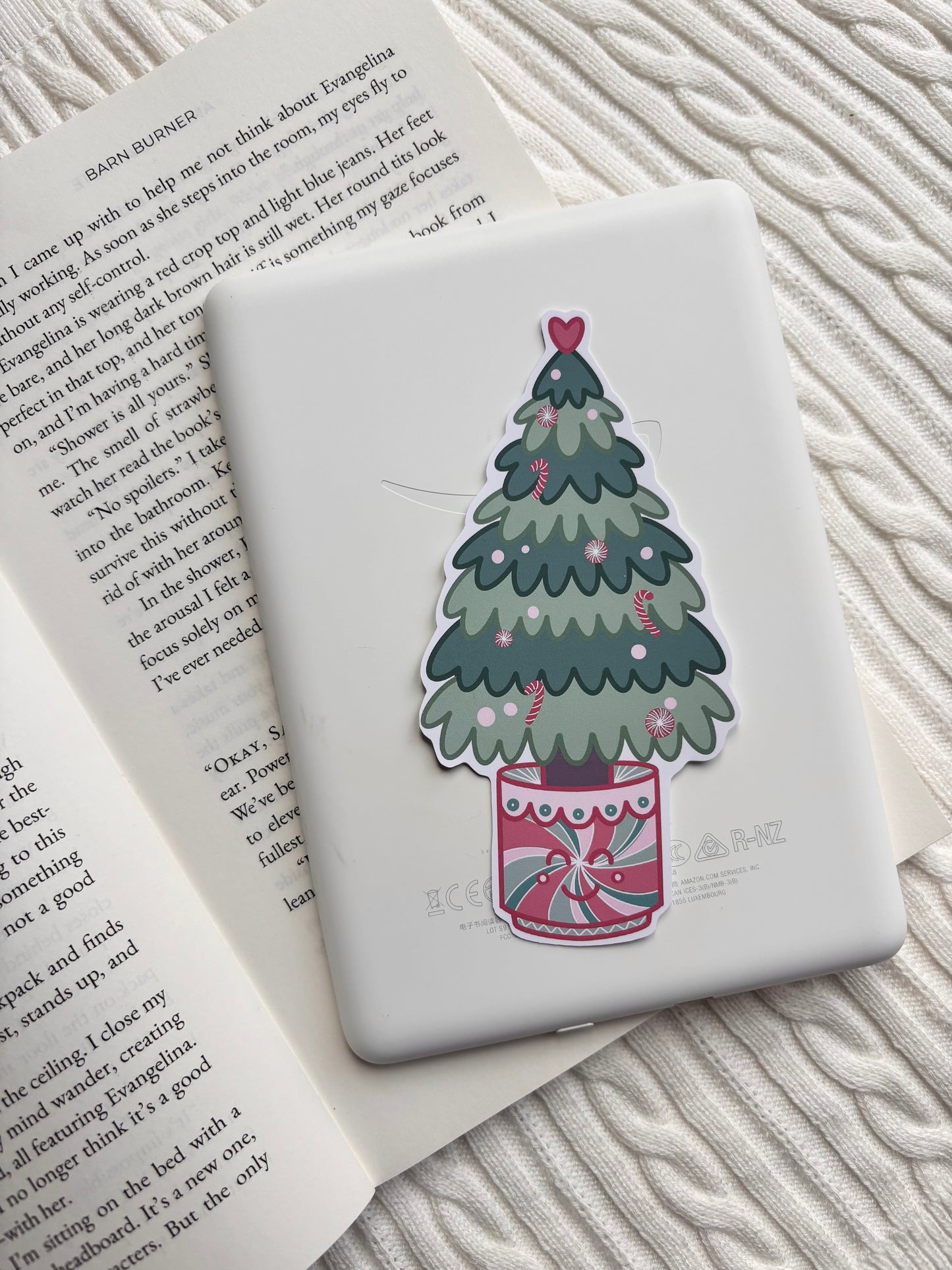 Peppermint Christmas Tree Matte Vinyl Sticker | Kindle Sticker