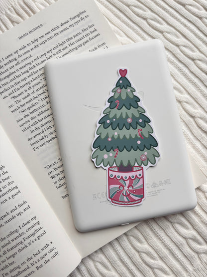 Peppermint Christmas Tree Matte Vinyl Sticker | Kindle Sticker