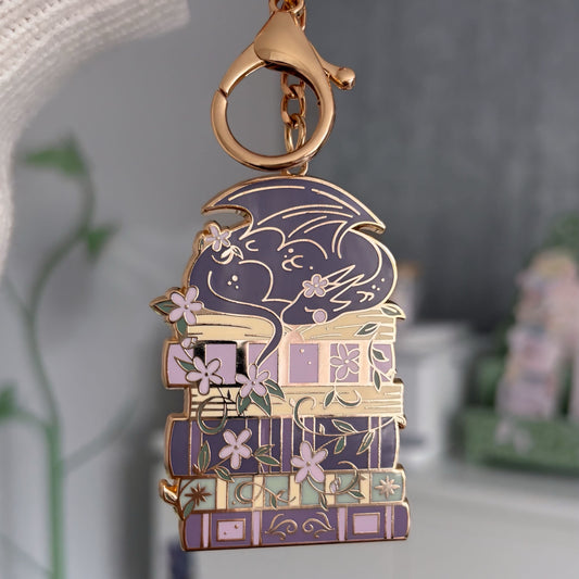 Daisy Dragon's Library Enamel Keyring