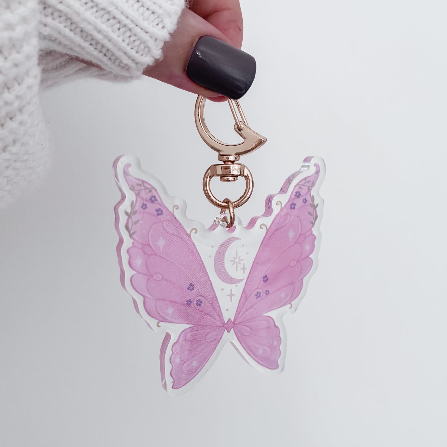 Pink Fairy Wings Acrylic Keyring