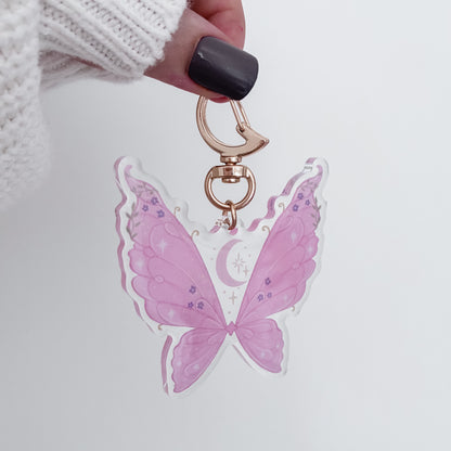 Pink Fairy Wings Acrylic Keyring