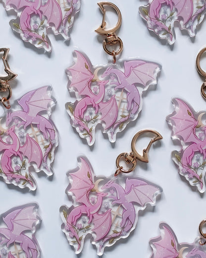 Flower Dragon Acrylic Keyring