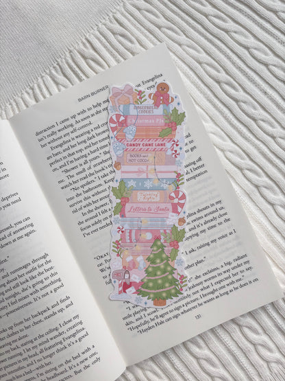 A Christmas Book Stack Bookmark