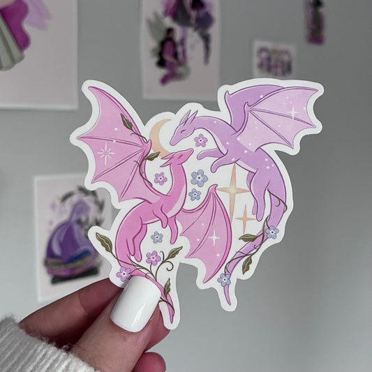 Flower Dragon Matte Vinyl Sticker