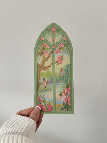 Flower Fairy Arched Window Bookmark