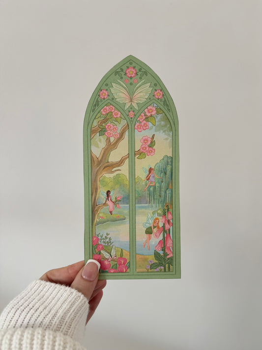 Flower Fairy Arched Window Bookmark
