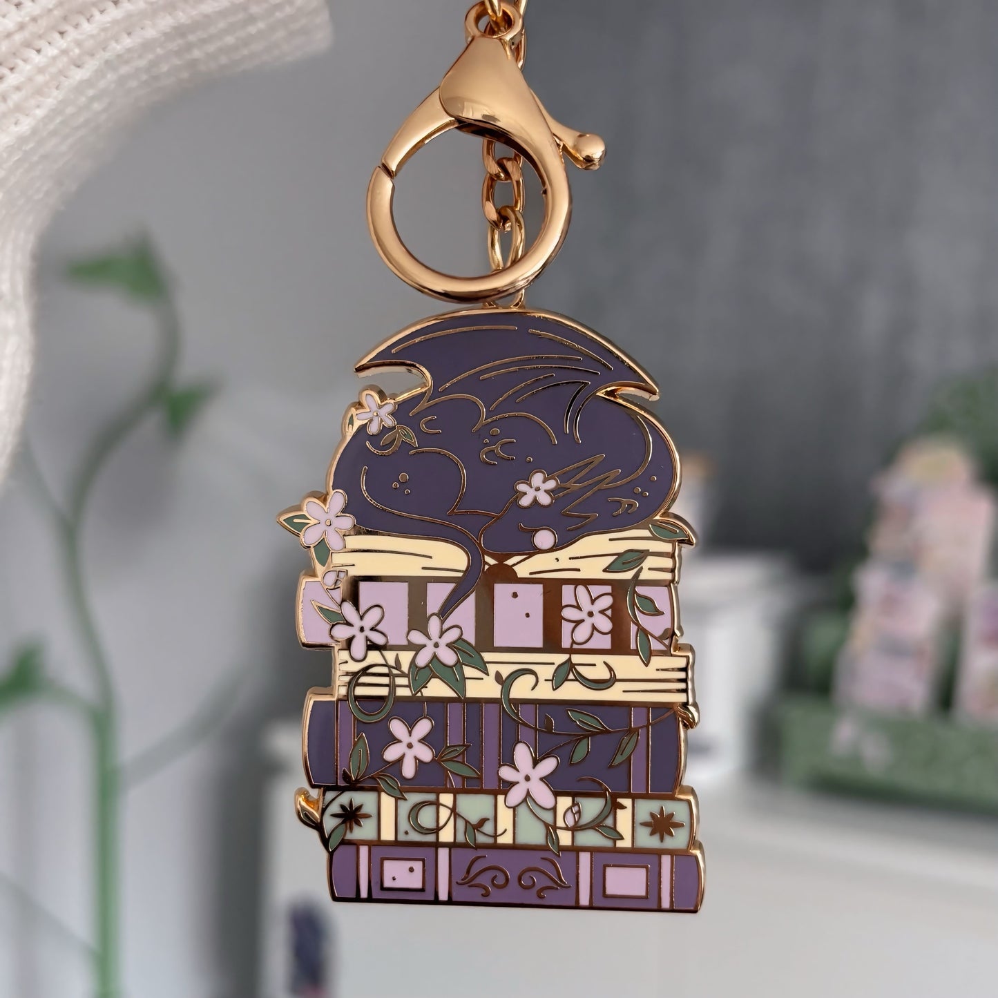 Daisy Dragon's Library Enamel Keyring