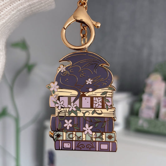 Daisy Dragon's Library Enamel Keyring