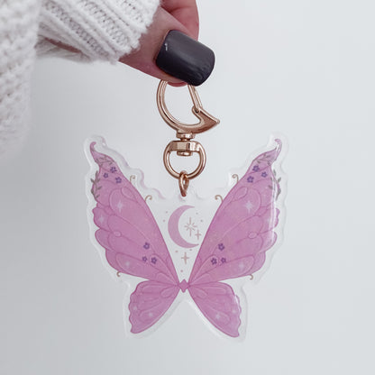 Pink Fairy Wings Acrylic Keyring