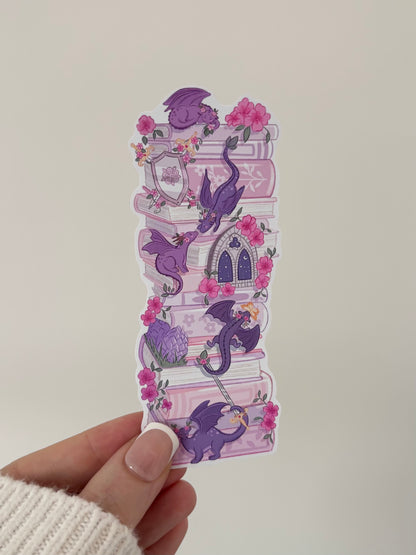 Flower Dragon Bookstack Matte Vinyl Sticker