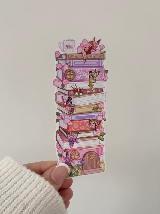 Fairy Bookstack Matte Vinyl Sticker