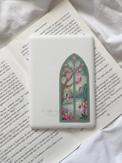 Flower Fairy Arched Window Matte Vinyl Sticker