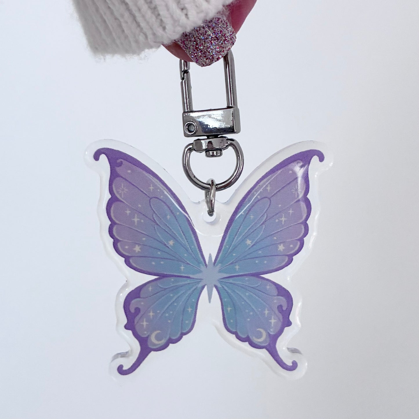 Purple Fairy Wings Acrylic Keyring