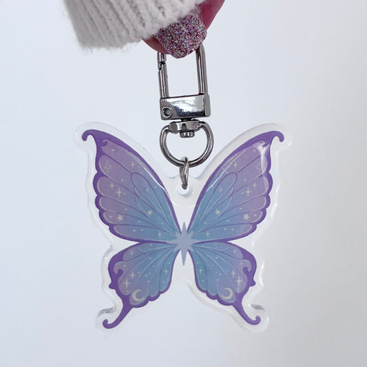 Purple Fairy Wings Acrylic Keyring