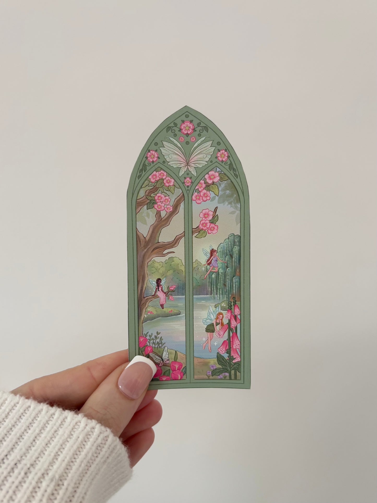 Flower Fairy Arched Window Matte Vinyl Sticker