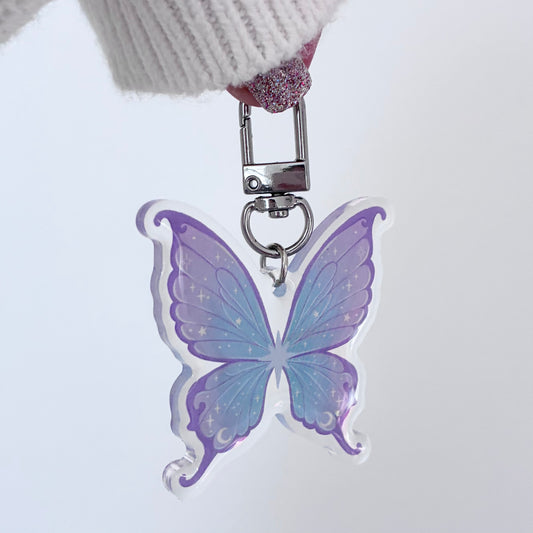 Purple Fairy Wings Acrylic Keyring
