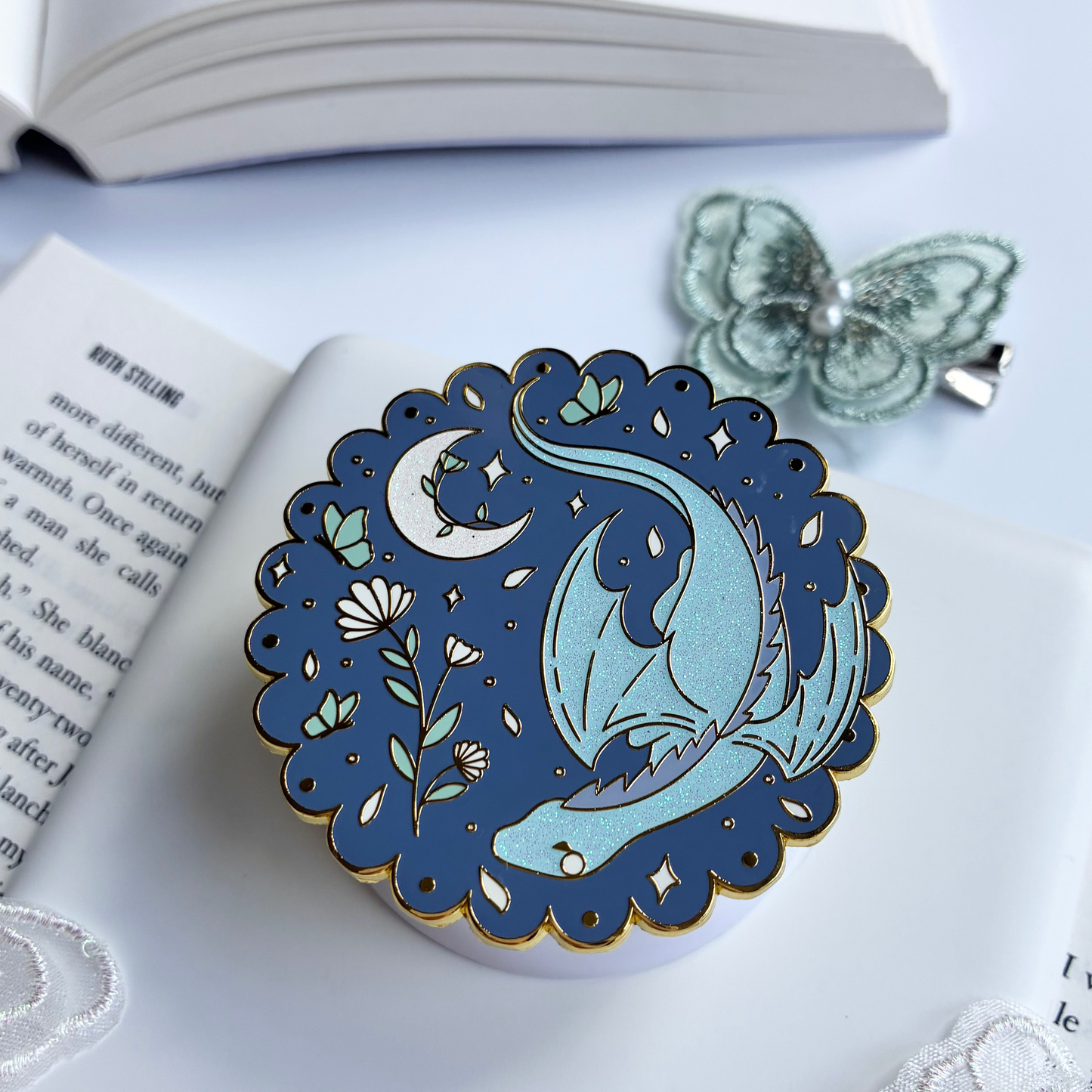 Moon Flower Dragon E-Reader Grip
