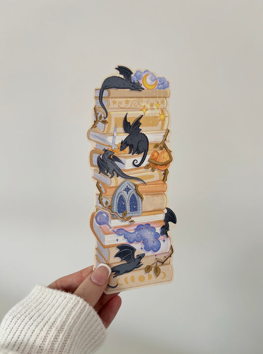Black & Gold Dragon Bookstack Bookmark