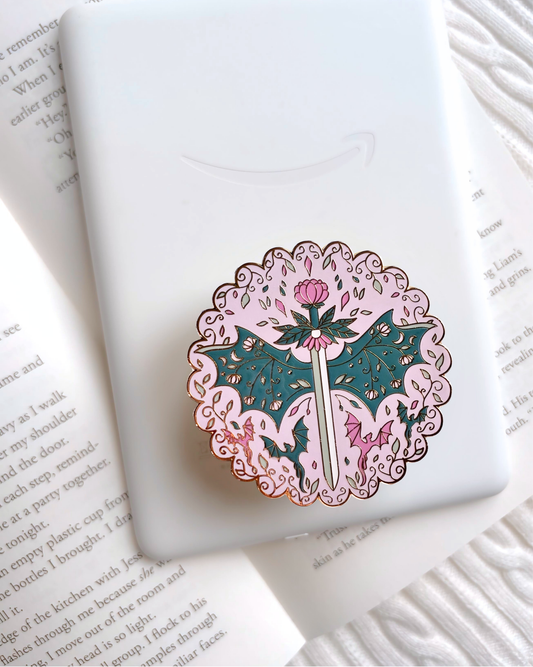 Gold Dragon Blossom E-Reader Grip