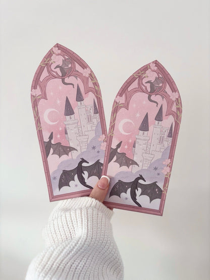 Fantasy Dragons Arched Window Bookmark