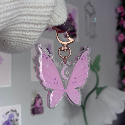 Pink Fairy Wings Acrylic Keyring