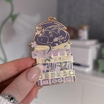Daisy Dragon's Library Enamel Keyring