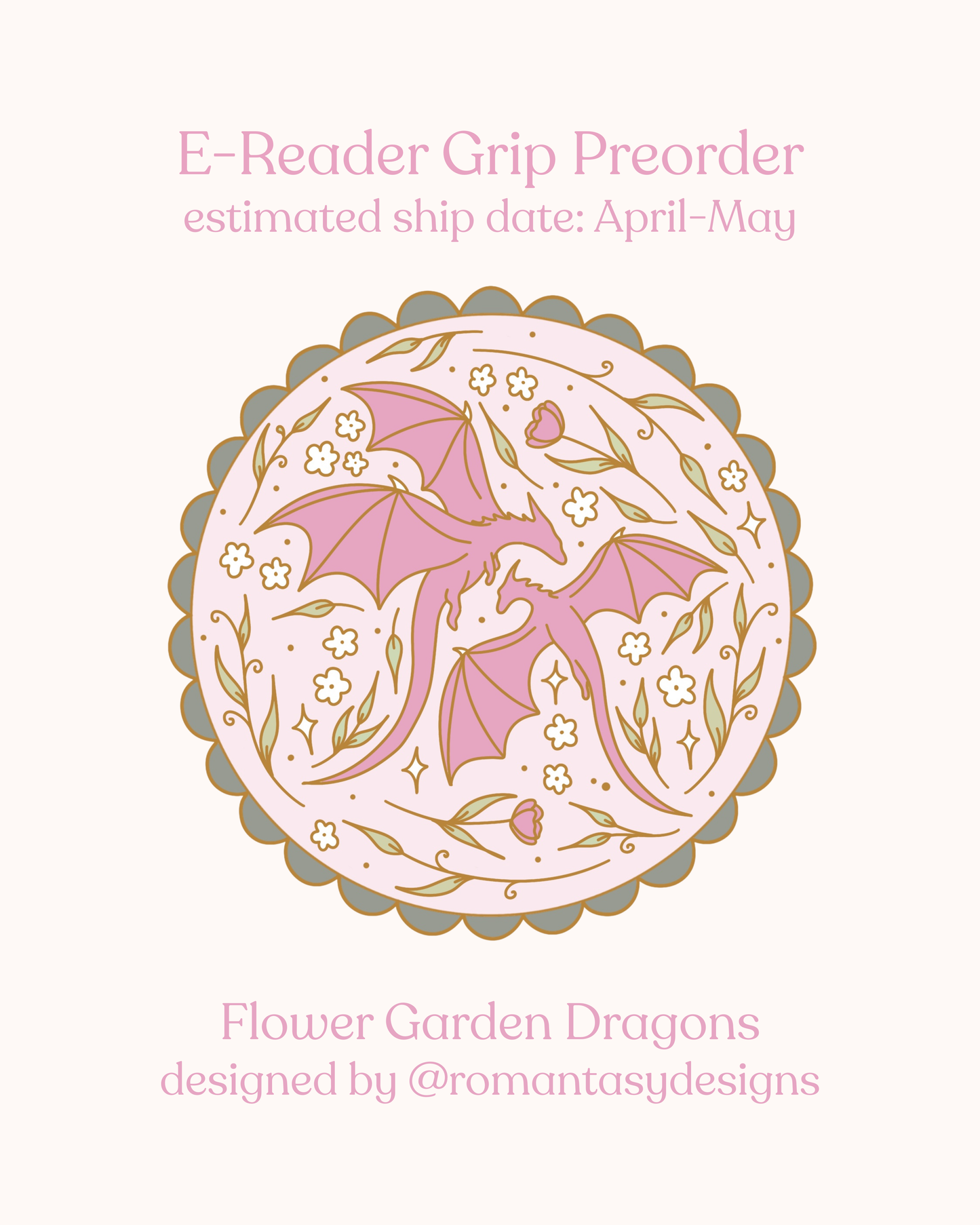 PREORDER Flower Garden Dragon E-Reader Grip