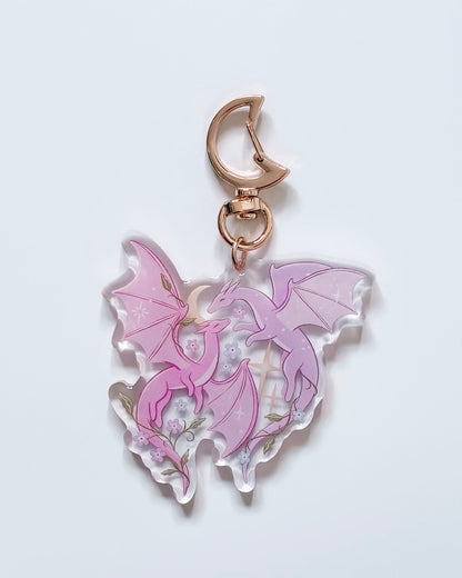 Flower Dragon Acrylic Keyring
