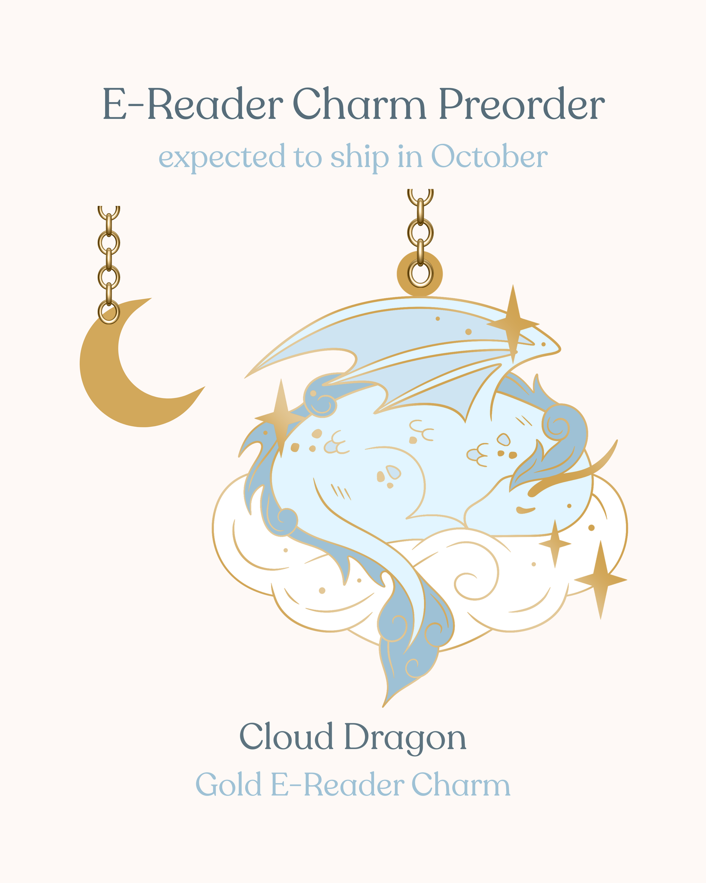 PREORDER Gold Cloud Dragon E-Reader Charm