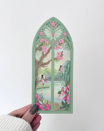 Flower Fairy Arched Window Bookmark