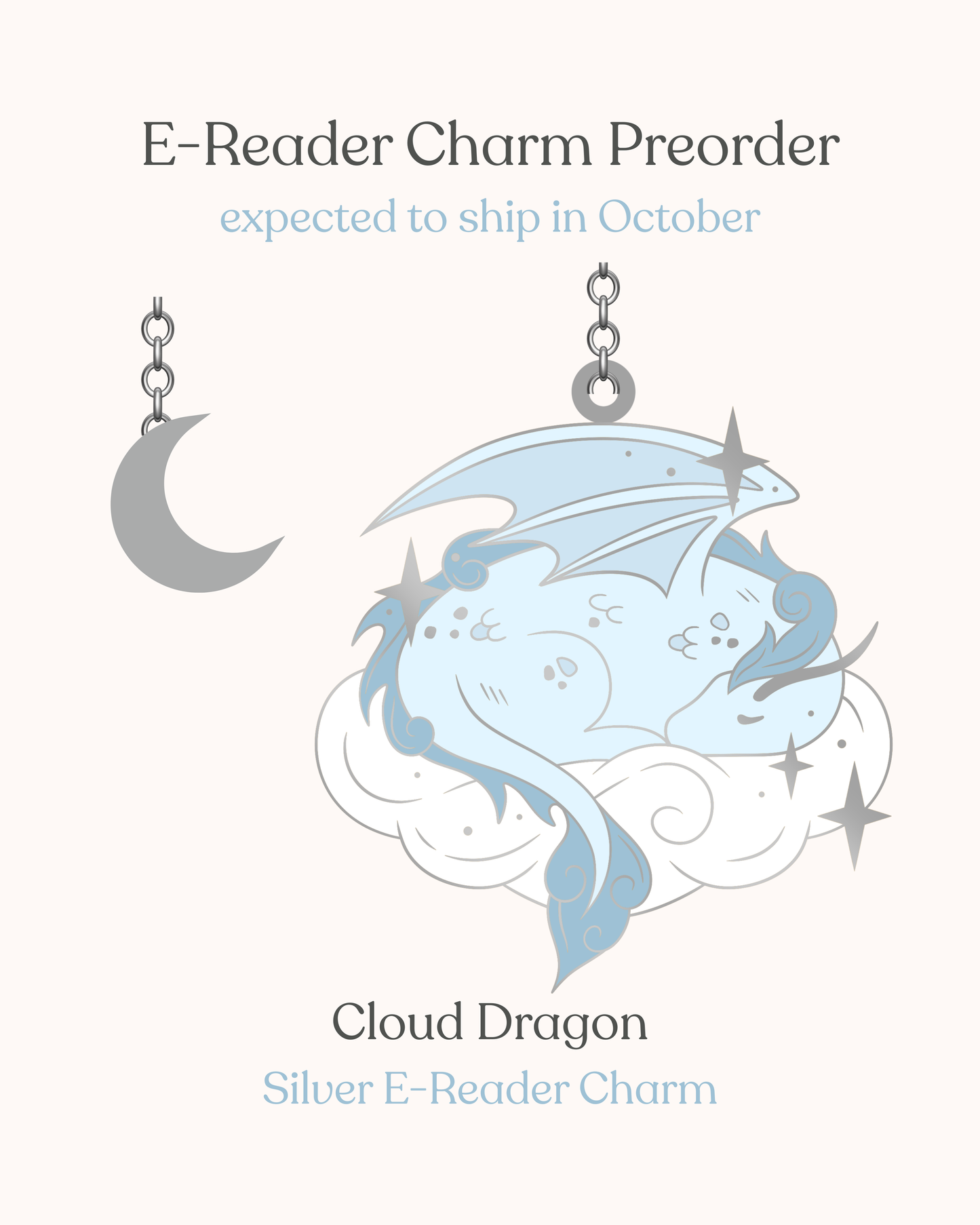 PREORDER Silver Cloud Dragon E-Reader Charm