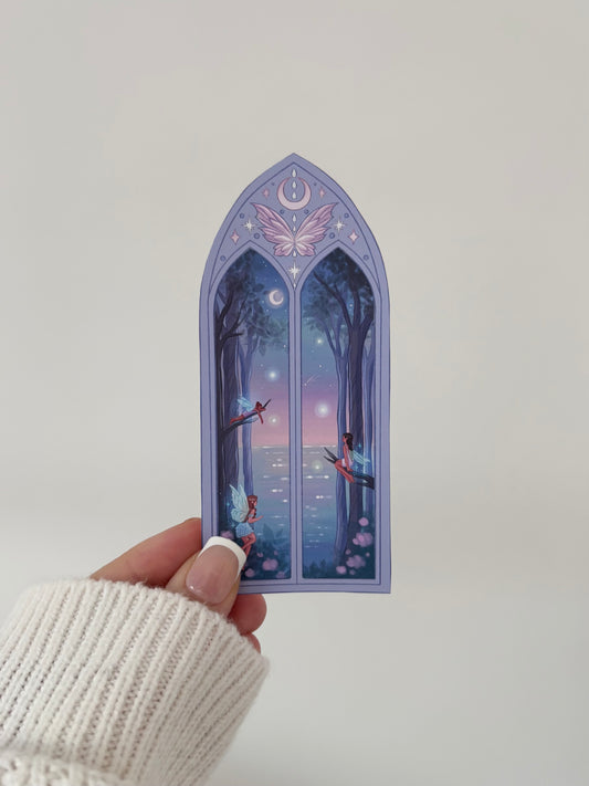 Moon Fairy Arched Window Matte Vinyl Sticker