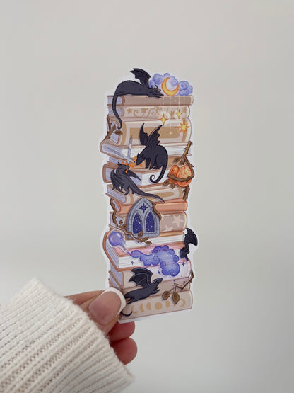 Dark Dragon Bookstack Matte Vinyl Sticker