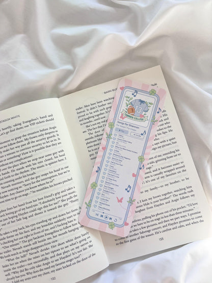 Boys Of Tommen Inspired Bookmark: Songs For Shannon Playlist