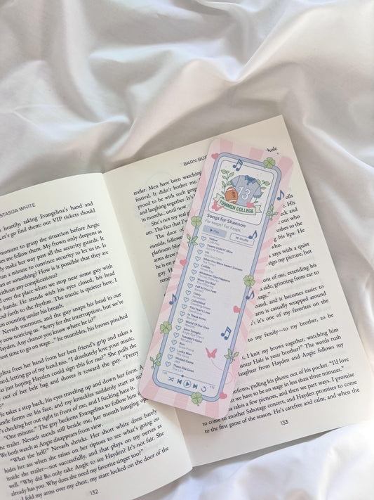 Boys Of Tommen Inspired Bookmark: Songs For Shannon Playlist