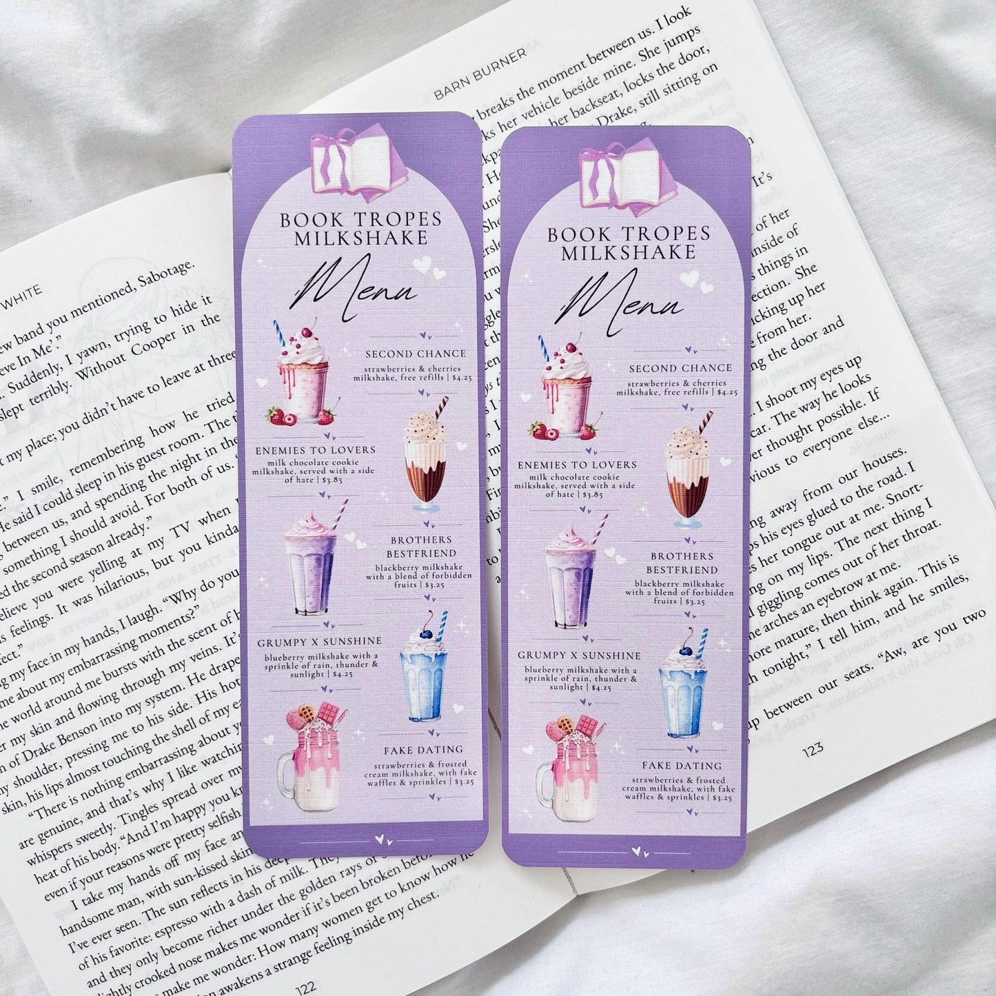 Book Tropes Milkshake Menu Bookmark