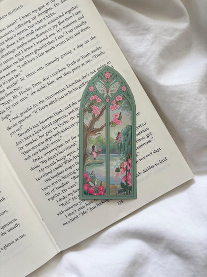 Flower Fairy Arched Window Matte Vinyl Sticker