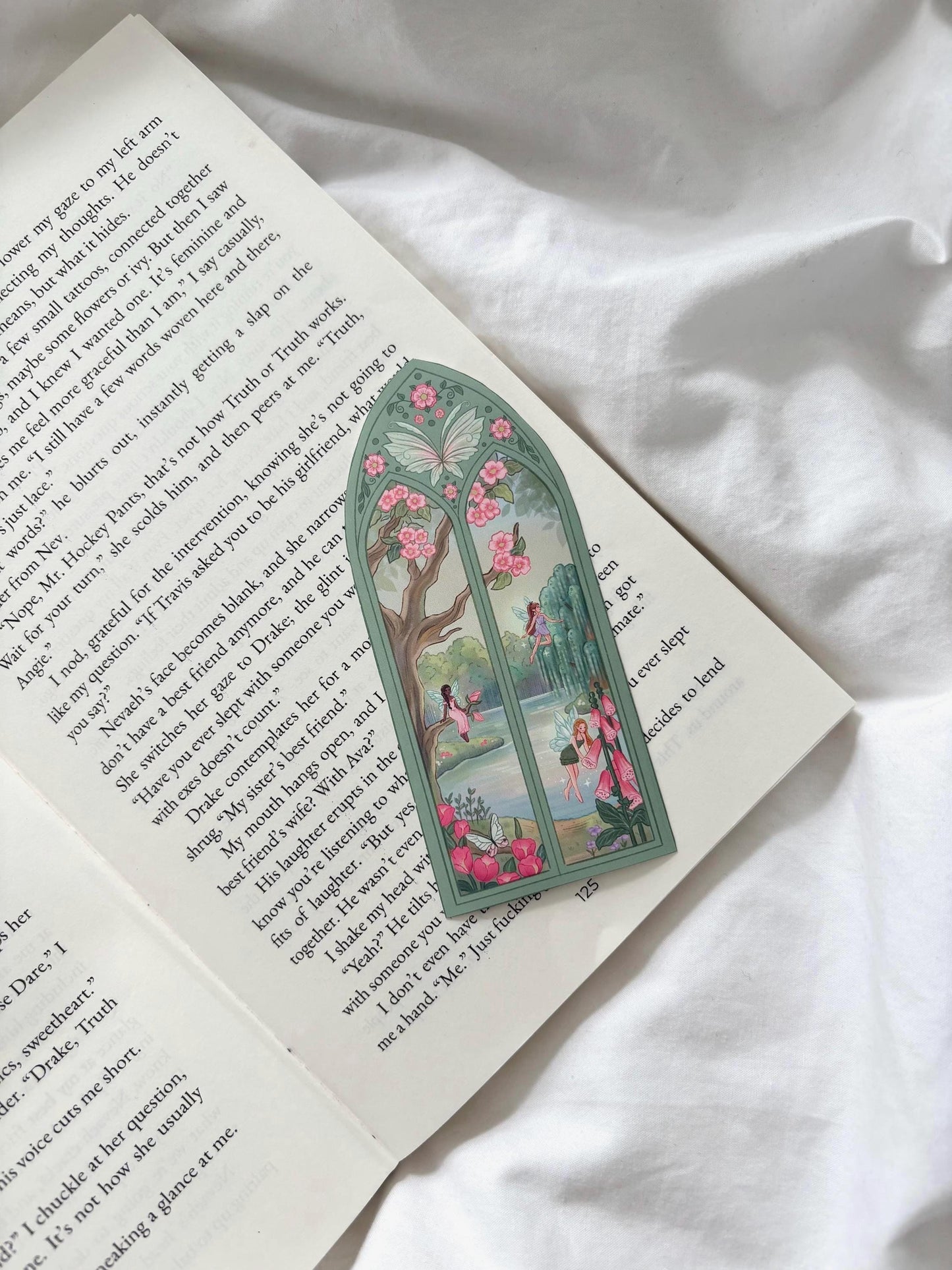 Flower Fairy Arched Window Matte Vinyl Sticker